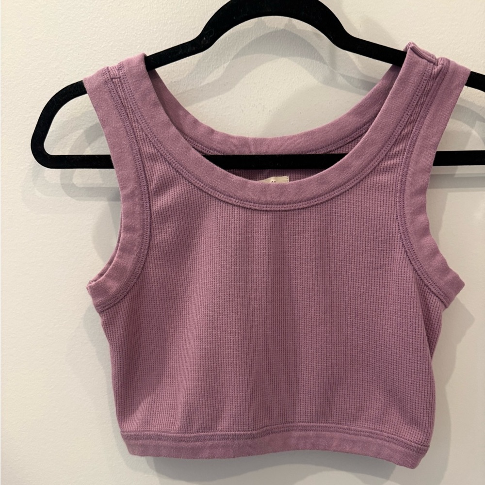 Madewell Waffle Knit Cropped Tank Top In Dusty Purple Size S